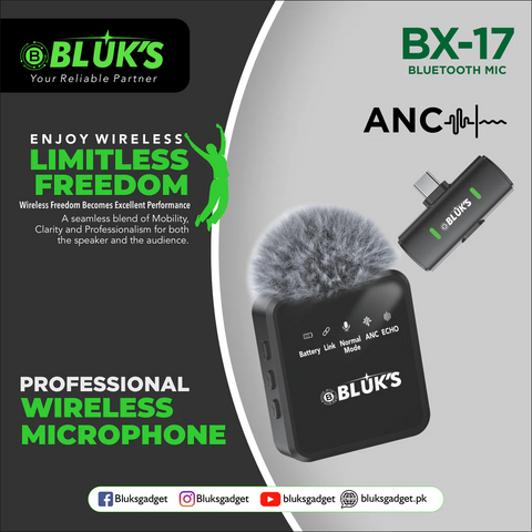 BLUK'S BX-17 | Lavaliere Collar Wireless ANC Mic